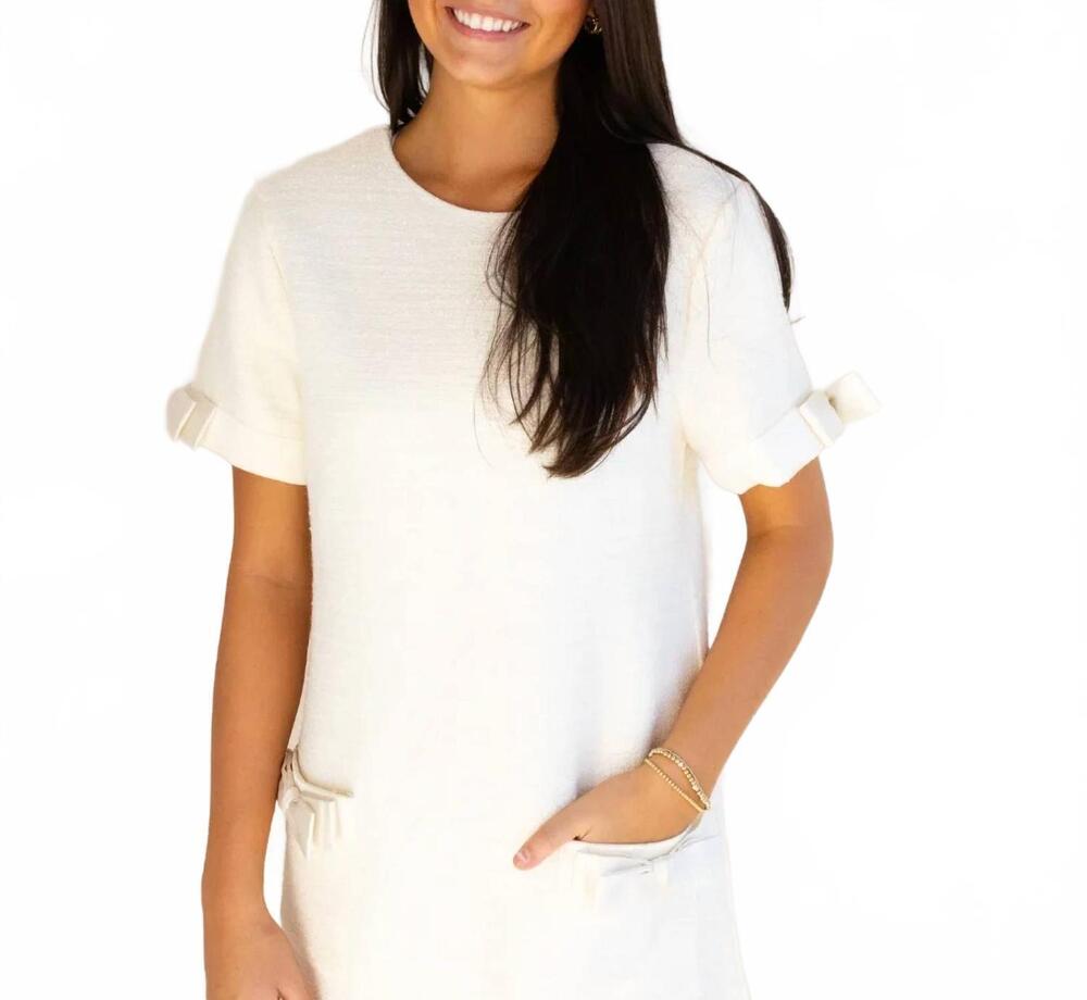 NEW MABLE shimmer snowflake mini dress in cream